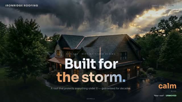 Roofing cinematic website sample — poster frame